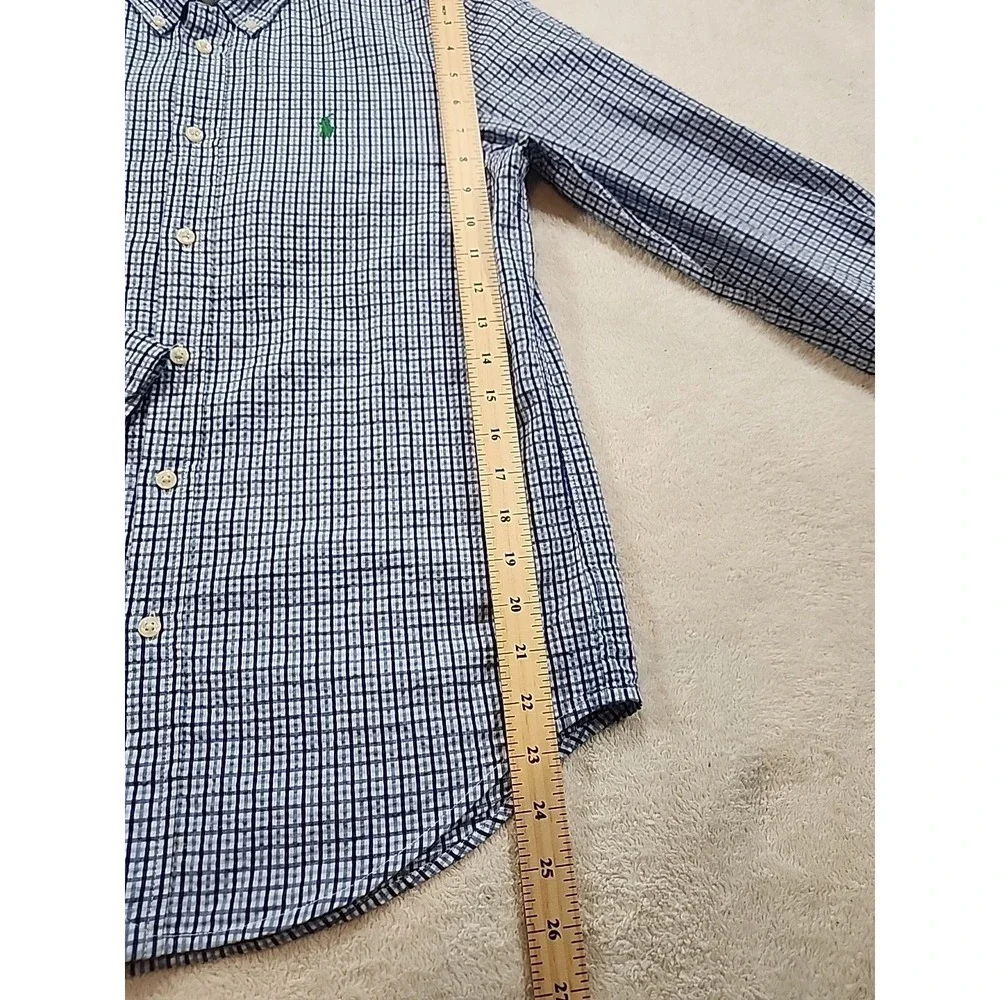 Ralph Lauren Boys‎ Nautica Seersucker Long Sleeve Button Down Shirt, Navy  Large
